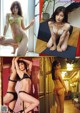 A series of photos of a woman in lingerie posing for a picture.